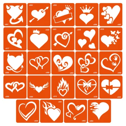 Набір трафаретів для біо-тату &laquo;C - сердечка&raquo; c-simple_24_1