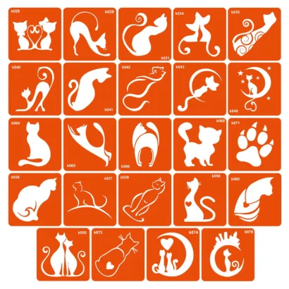 Набір трафаретів для біо-тату &laquo;K - котики № 2&raquo; k-simple_24_2