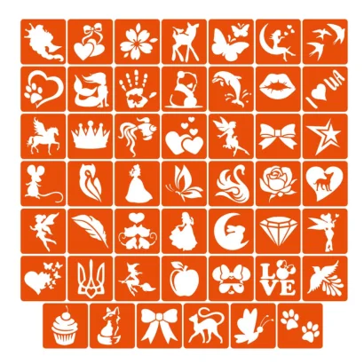 Набір трафаретів для біо-тату &laquo;Для дівчаток №1&raquo; girls_simple_1_4x4_48_1