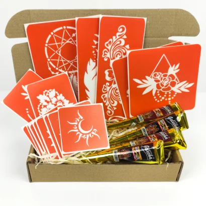 Набір хни з трафаретами для біо-тату №6 henna-set-06