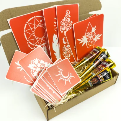 Набір хни з трафаретами для біо-тату №6 henna-set-06