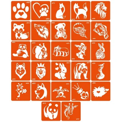 Набір трафаретів для біо-тату "A - тварини" a_simple_5x5_27_1