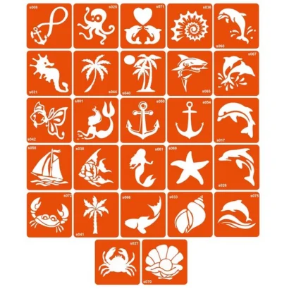 Набір трафаретів для біо-тату "S - море" s_simple_5x5_27_1