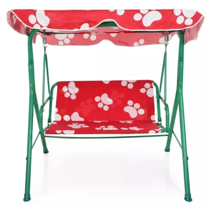 Гойдалки садові M 4019-1 метал, дах, червоно-білий