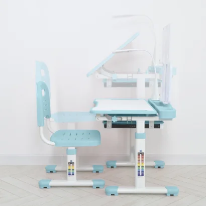 Парта M 5068-12 підставка для книги, лампа, світло-блакитний