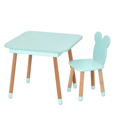 Столик зі стільцем "Ведмедик" 08-025B-BOX з ящиком, бірюзовий