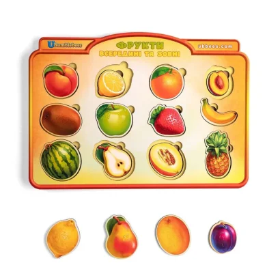 Дерев'яний пазл-вкладиш &quot;Фрукти у розрізі&quot; Ubumblebees (ПСД136) PSD136 сортер