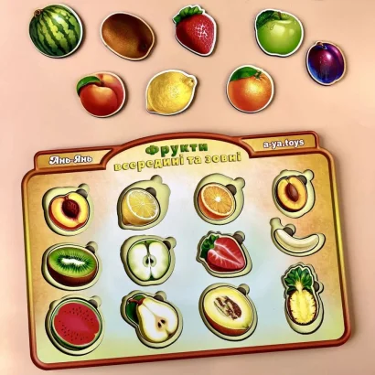 Дерев'яний пазл-вкладиш &quot;Фрукти у розрізі&quot; Ubumblebees (ПСД136) PSD136 сортер