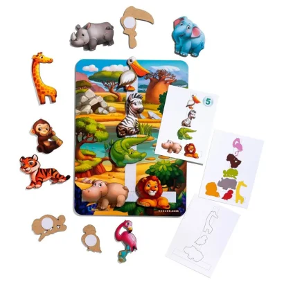 Дерев'яна настільна гра &quot;Повтори за схемою - Африка&quot; Ubumblebees (ПСД178) PSD178 на липучках