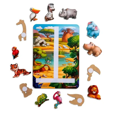 Дерев'яна настільна гра &quot;Повтори за схемою - Африка&quot; Ubumblebees (ПСД178) PSD178 на липучках