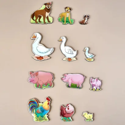 Дерев'яний пазл-вкладиш "Сім'я-свійські тварини-2" Ubumblebees (ПСФ003) PSF003 більше-менше