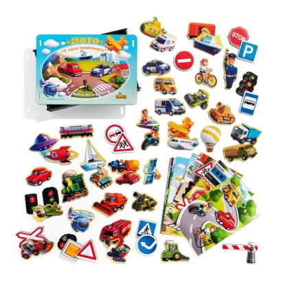 Настільна розвиваюча гра &quot;Лото: транспорт&quot; Ubumblebees (ПСФ082) PSF082, 52 фігурні фішки