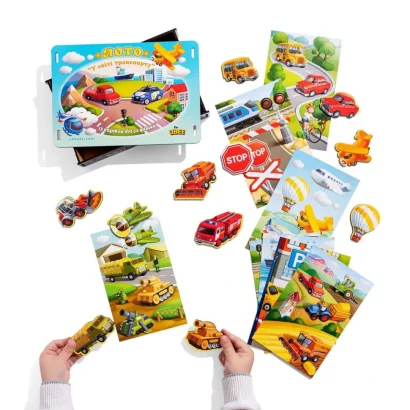 Настільна розвиваюча гра &quot;Лото: транспорт&quot; Ubumblebees (ПСФ082) PSF082, 52 фігурні фішки