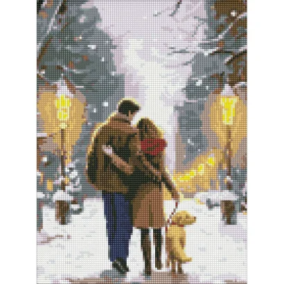 Алмазна мозаїка без підрамника "Сімейна прогулянка" AMC7821 з АВ стразами 30х40 см                 
