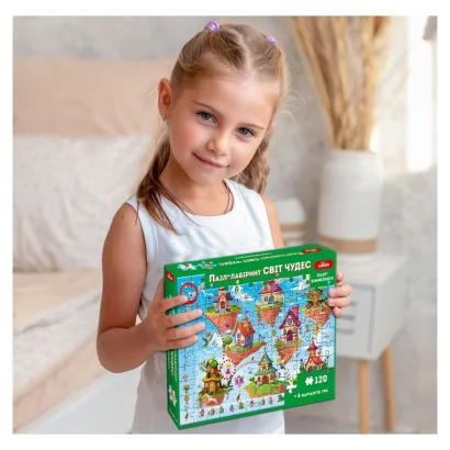 Дитячий пазл-віммельбух "Лабіринт: Світ чудес" ME5032-34, 120 елементів 6 варіантів гри