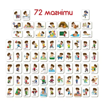 Дитячий розвиваючий набір магнітів "Розпорядок дня" ML4032-03, 72 магнітні фігурки