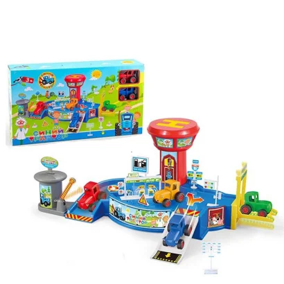 Дитячий гараж і парковка &quot;Синій трактор&quot; 9609 заправка , трактор 2 шт, дорожні знаки