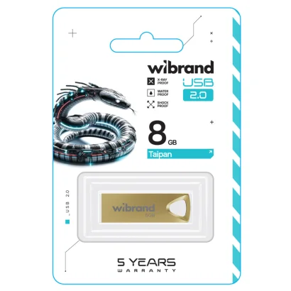 Флеш-накопичувач Wibrand USB 2.0 Taipan 8Gb Gold