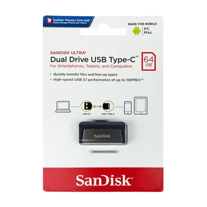 Флеш-накопичувач SanDisk USB 3.1 Ultra Dual Type-C 64Gb (150 Mb/s)