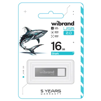 Флеш-накопичувач Wibrand USB 2.0 Shark 16Gb Silver