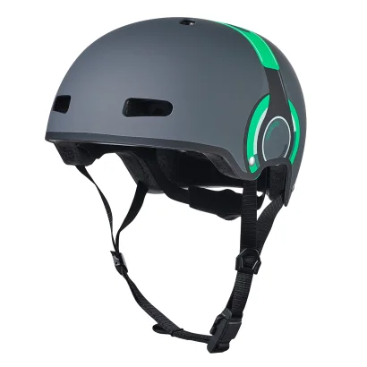 Захисний шолом MICRO - ЗЕЛЕНИЙ З МАЛЮНКОМ НАВУШНИКІВ (52-56 cm, M, світло)