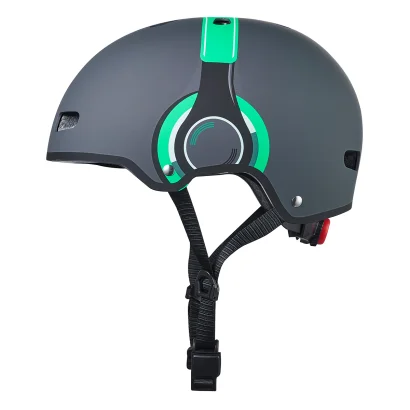 Захисний шолом MICRO - ЗЕЛЕНИЙ З МАЛЮНКОМ НАВУШНИКІВ (52-56 cm, M, світло)