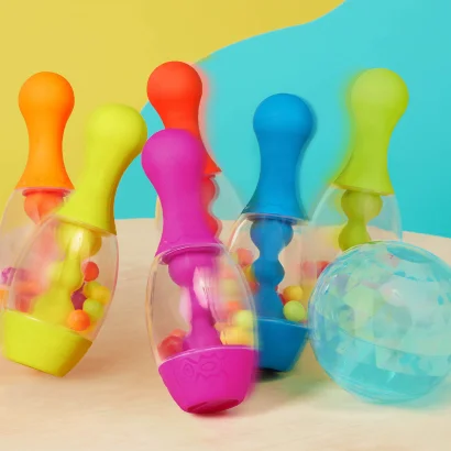 Ігровий набір - ЯСКРАВИЙ БОУЛІНГ (6 кеглів, куля, підставка)