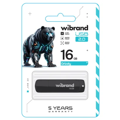 Флеш-накопичувач Wibrand USB 2.0 Grizzly 16Gb Black