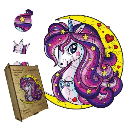 Пазл дерев'яний Чарівний Єдиноріг, А5, Картонна коробка