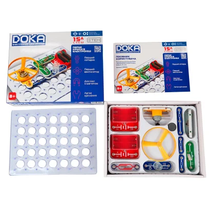 Конструктор електронний DOKA &quot;ПЕРШІ КРОКИ В ЕЛЕКТРОНІЦІ&quot; (Набір А, 15 схем)
