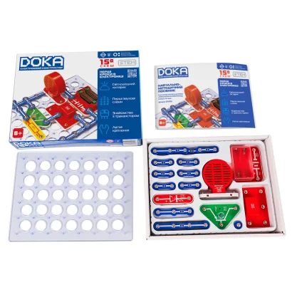 Конструктор електронний DOKA &quot;ПЕРШІ КРОКИ В ЕЛЕКТРОНІЦІ&quot; (Набір В, 15 схем)