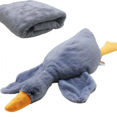 Мʼяка іграшка з пледом &quot;Гусь-обіймусь&quot;, сірий