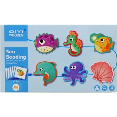 Деревʼяна гра-шнурівка &quot;Морські звірятка&quot;