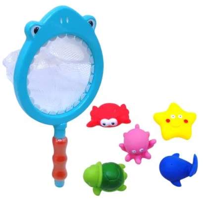Іграшка для ванної &quot;Рибалка&quot;, сачок акула, 5 фігурок