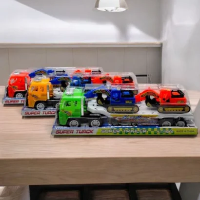 Автовоз інерційний 45 см, 2 екскаватора 18 см (жовтий)