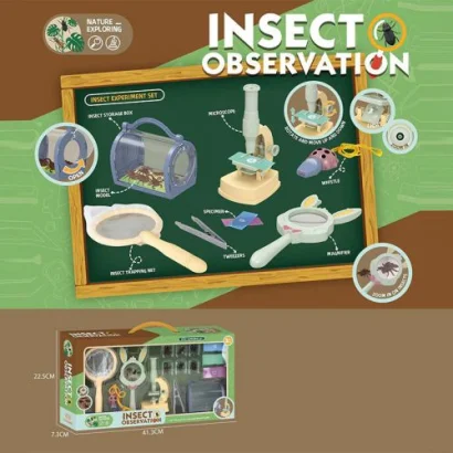 Набір дослідів (мікроскоп на батарейках, підсвітка, лупа, сачок, пінцет, моделі комах)