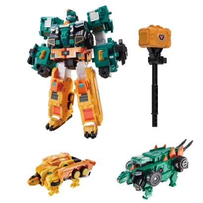 Ігровий набір з роботом-трансформером DINOSTER - СТЕГО ТРОН (2 машини, динозаври)