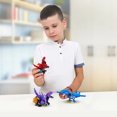 Динозавр-трансформер DINOSTER - ПУРПУРОВИЙ РАПТОР-БОТ (бокс для зберігання)