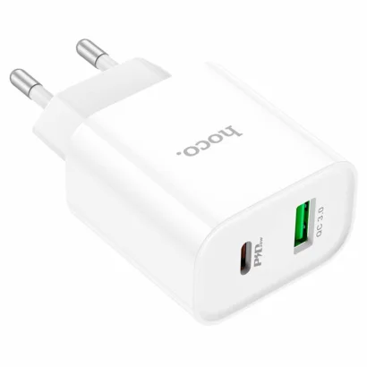 Мережевий зарядний пристрій HOCO C80A Plus Rapido PD20W+QC3.0 charger White