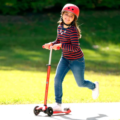 Самокат MICRO серії "Maxi Deluxe" - ЧЕРВОНИЙ (до 50 kg, триколісний)