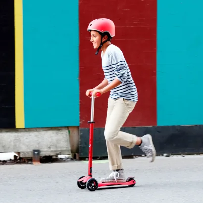 Самокат MICRO серії "Maxi Deluxe" - ЧЕРВОНИЙ (до 50 kg, триколісний)