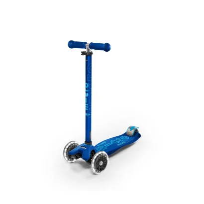 Самокат MICRO серії &quot;Maxi Deluxe LED&quot; –  ТЕМНО-СИНІЙ (до 50 kg, триколісний, світло)