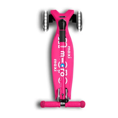 Самокат MICRO серії "Maxi Deluxe LED" &ndash; РОЖЕВИЙ (складаний, до 50 kg, триколісний, світло)