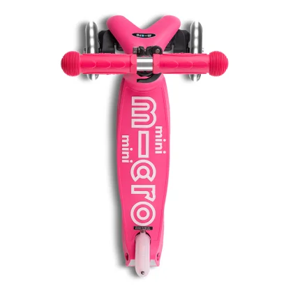 Самокат MICRO серії "Mini Deluxe Foldable LED" &ndash; РОЖЕВИЙ (складаний, до 50 кг (kg), триколісний, світло)