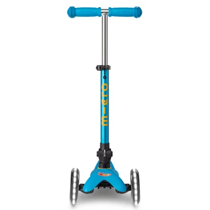 Самокат MICRO серії "Mini Deluxe Foldable LED" &ndash; БЛАКИТНИЙ ОКЕАН (складаний, до 50 кг (kg), триколісний, світло)