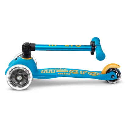 Самокат MICRO серії "Mini Deluxe Foldable LED" &ndash; БЛАКИТНИЙ ОКЕАН (складаний, до 50 кг (kg), триколісний, світло)