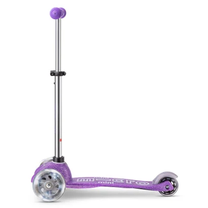 Самокат MICRO серії "Mini Deluxe Fairy Glitter LED" &ndash; ПУРПУРОВИЙ (до 50 kg, 3-х колісний, світло)