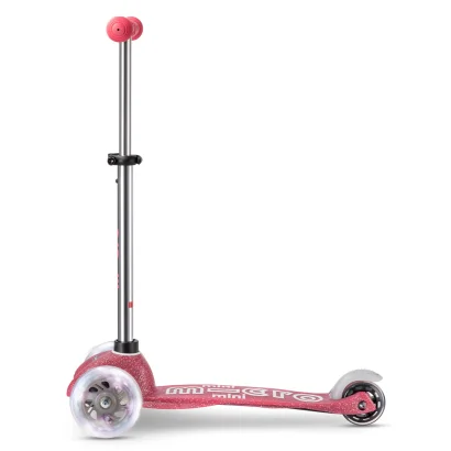 Самокат MICRO серії "Mini Deluxe Fairy Glitter LED" &ndash; РОЖЕВИЙ (до 50 kg, 3-х колісний, світло)