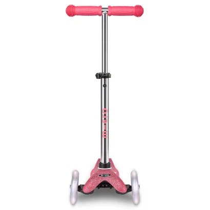 Самокат MICRO серії "Mini Deluxe Fairy Glitter LED" &ndash; РОЖЕВИЙ (до 50 kg, 3-х колісний, світло)