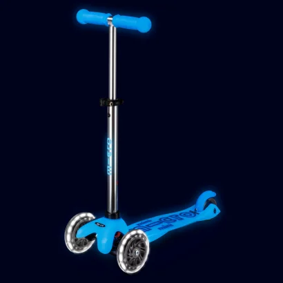Самокат MICRO серії "Mini Deluxe Glow LED" &ndash; АРКТИЧНИЙ СИНІЙ (до 50 kg, 3-х колісний, світло)